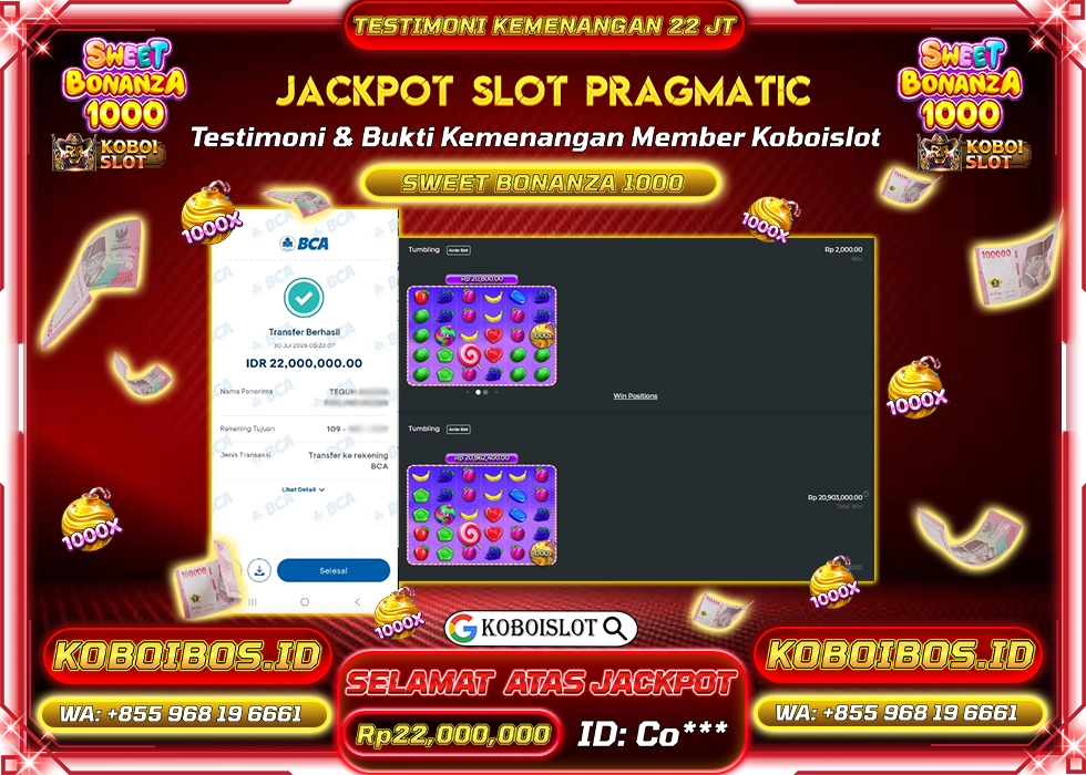 BUKTI KEMENANGAN SLOT SWEET BONANZA 1000 Rp22.000.000,- LUNAS